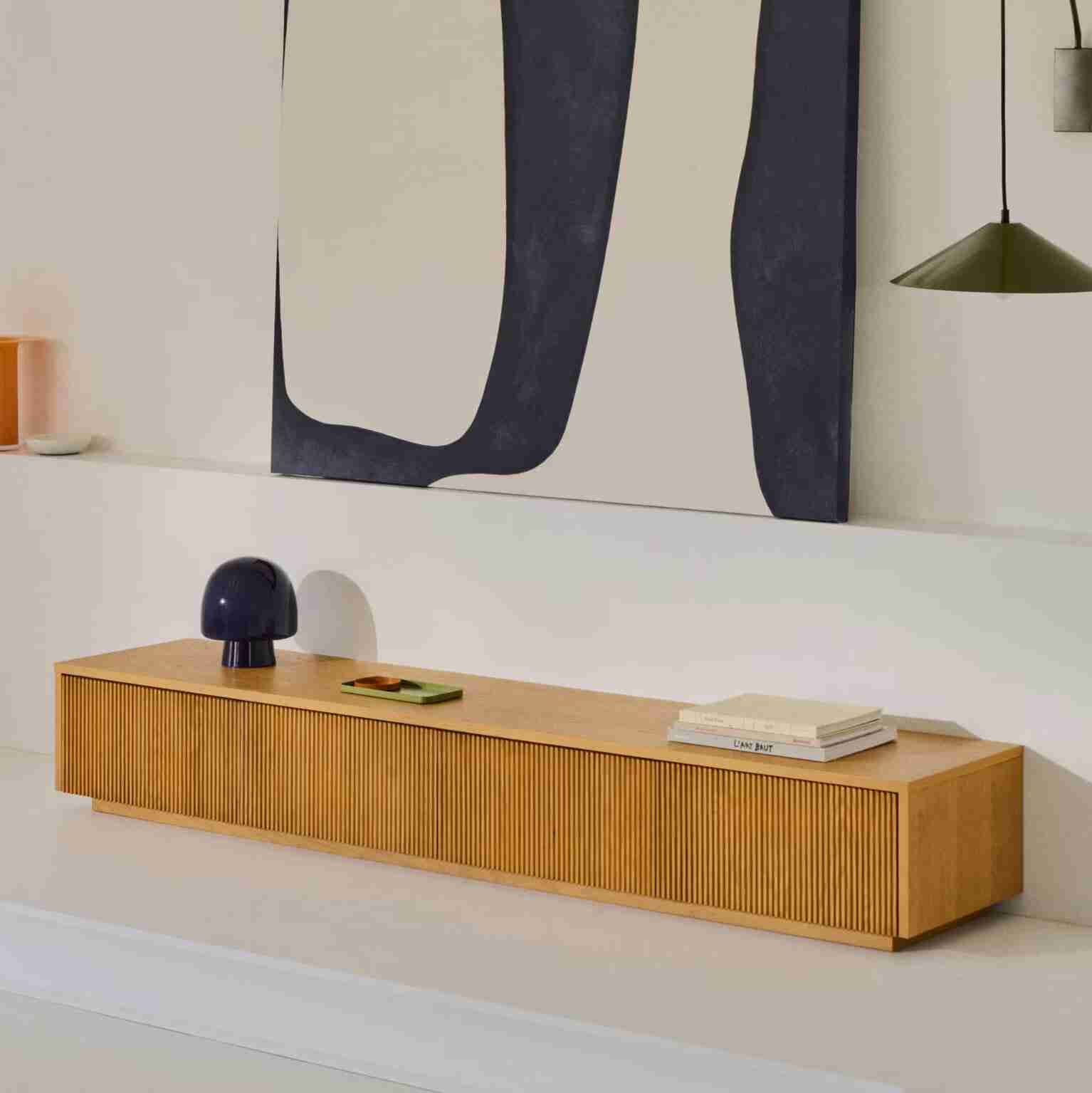 Kave Home TV-meubel Helvine Eiken, 200cm - Bruin - Japandi