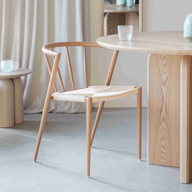 ZILT Eetkamerstoel Fraidy Houtlook en rotan - Beige