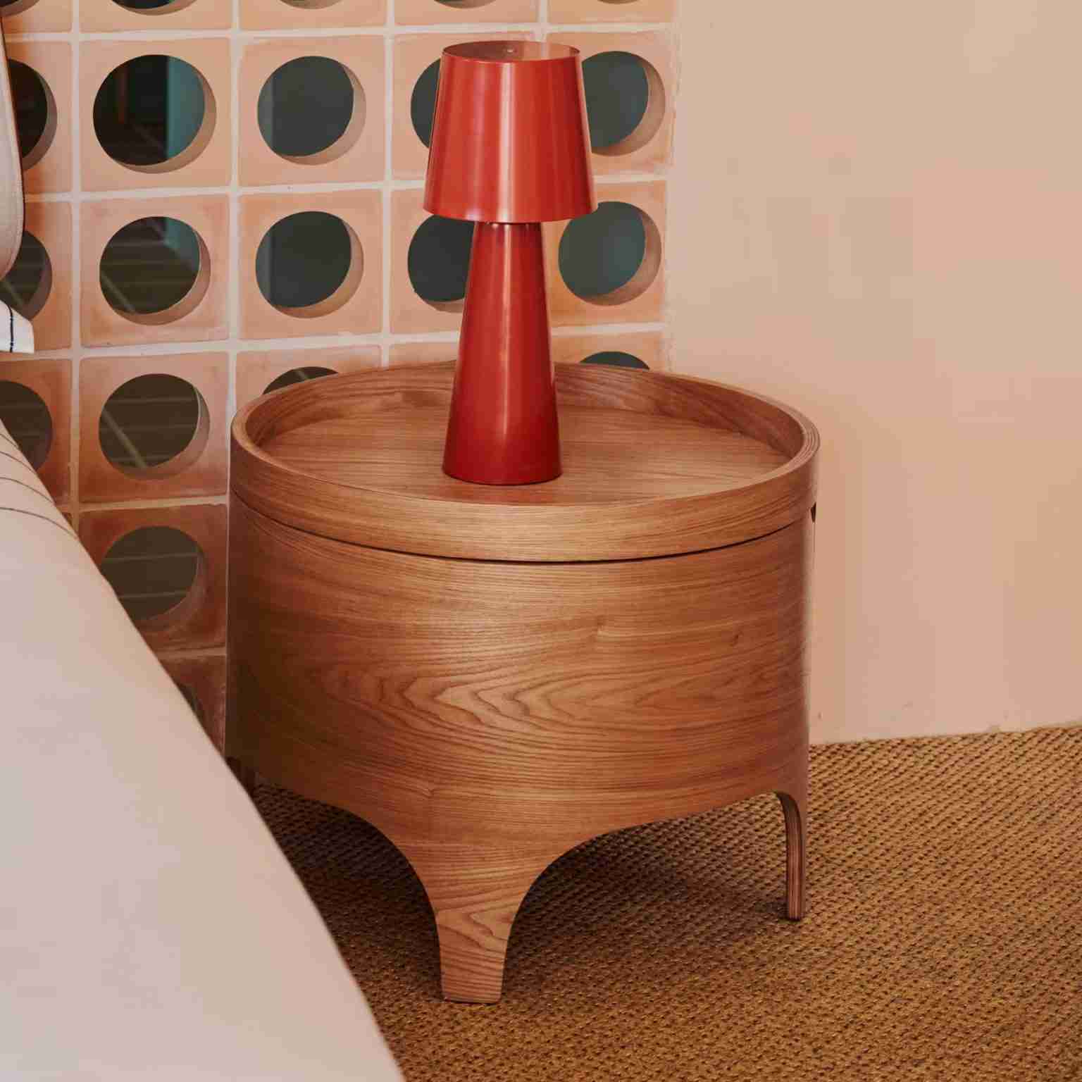 Kave Home Nachtkastje Octavia Essenhout, 55cm - Bruin,Hout,Naturel