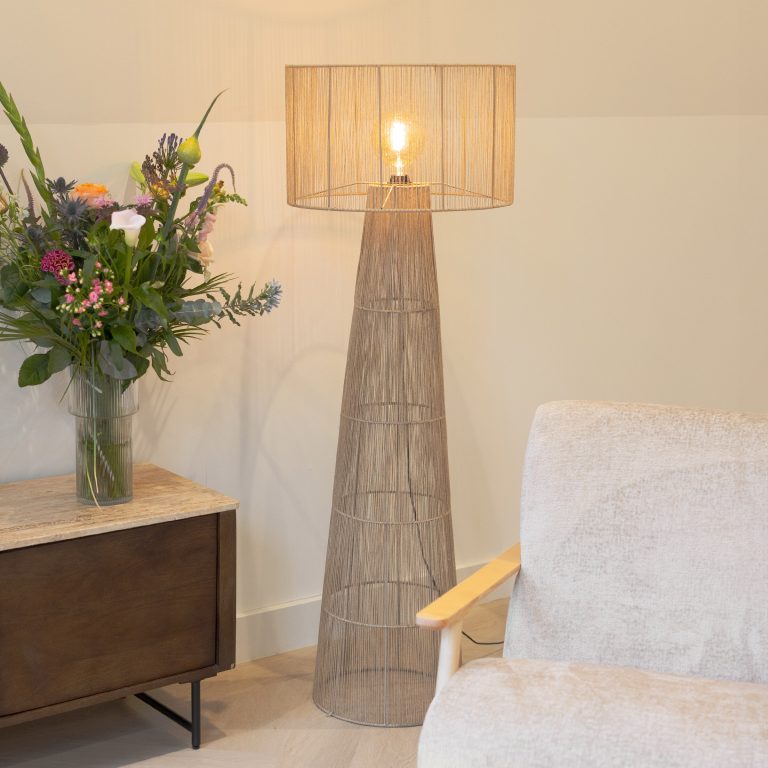 By-Boo Vloerlamp Oshu Jute, 146cm hoog - Beige - Japandi
