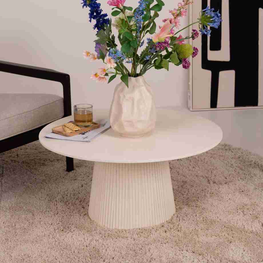 Sohome Ronde Salontafel Puck Mangohout, 80cm - Ivoor