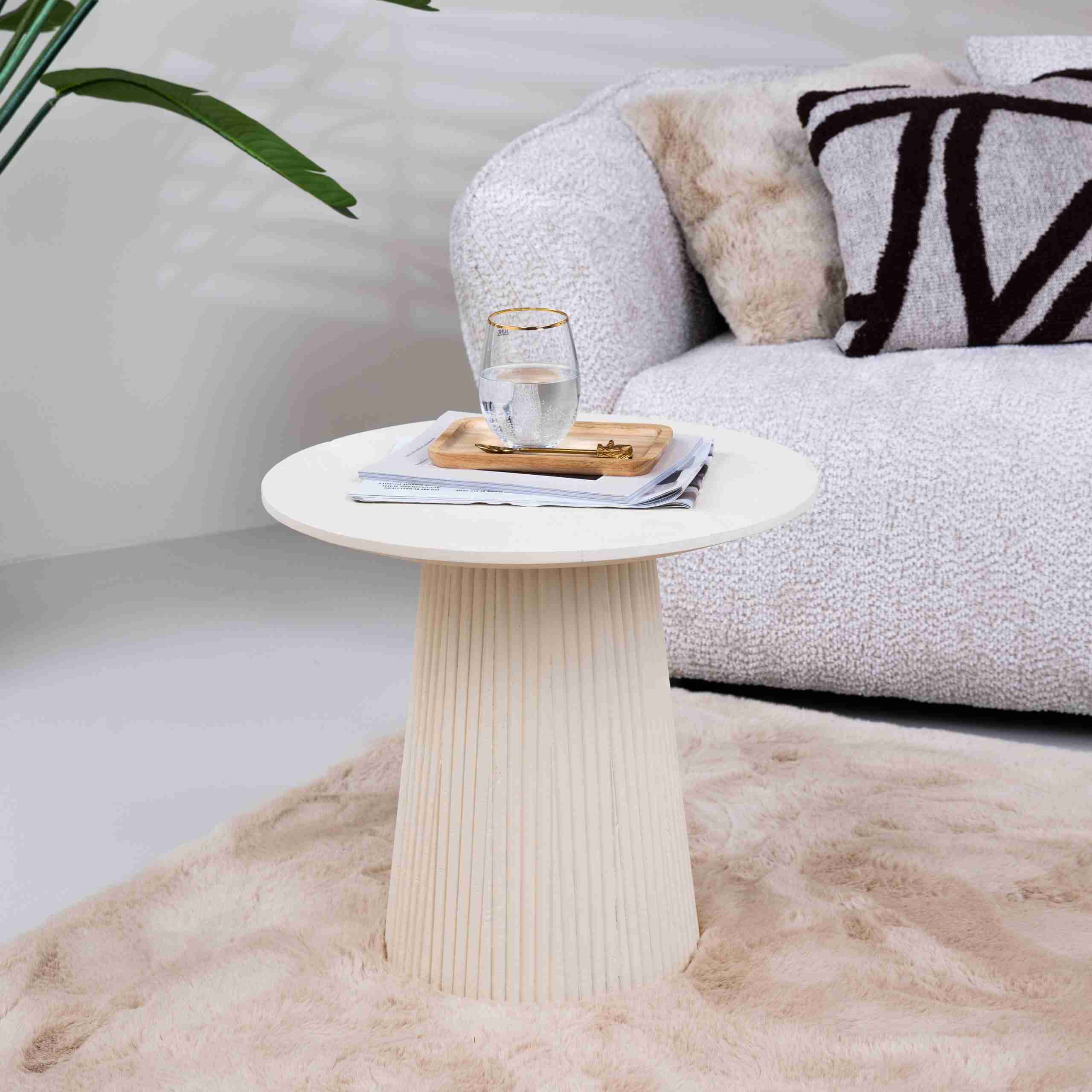 Sohome Ronde Bijzettafel Puck Mangohout, 50cm - Ivoor