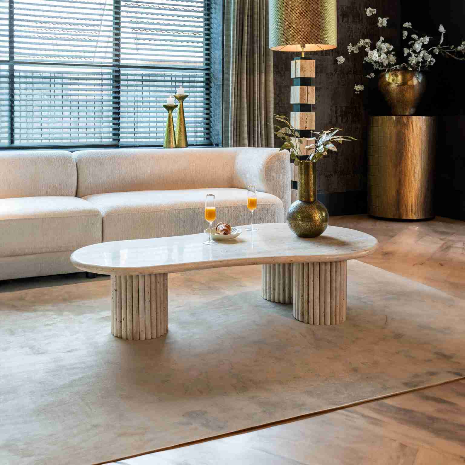 Richmond Organische Salontafel La Cantera 150 x 80cm, travertin - Beige - Japandi