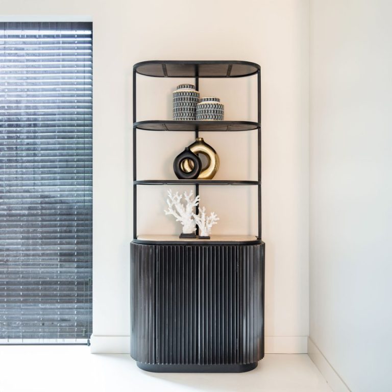 Richmond Wandkast Hampton Travertin, 199 x 91 cm - Zwart