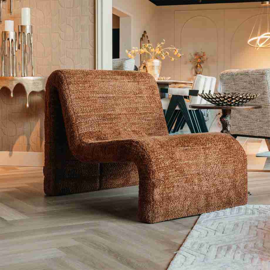 Richmond Fauteuil 'Kelly' Chenille, kleur Cinnamon