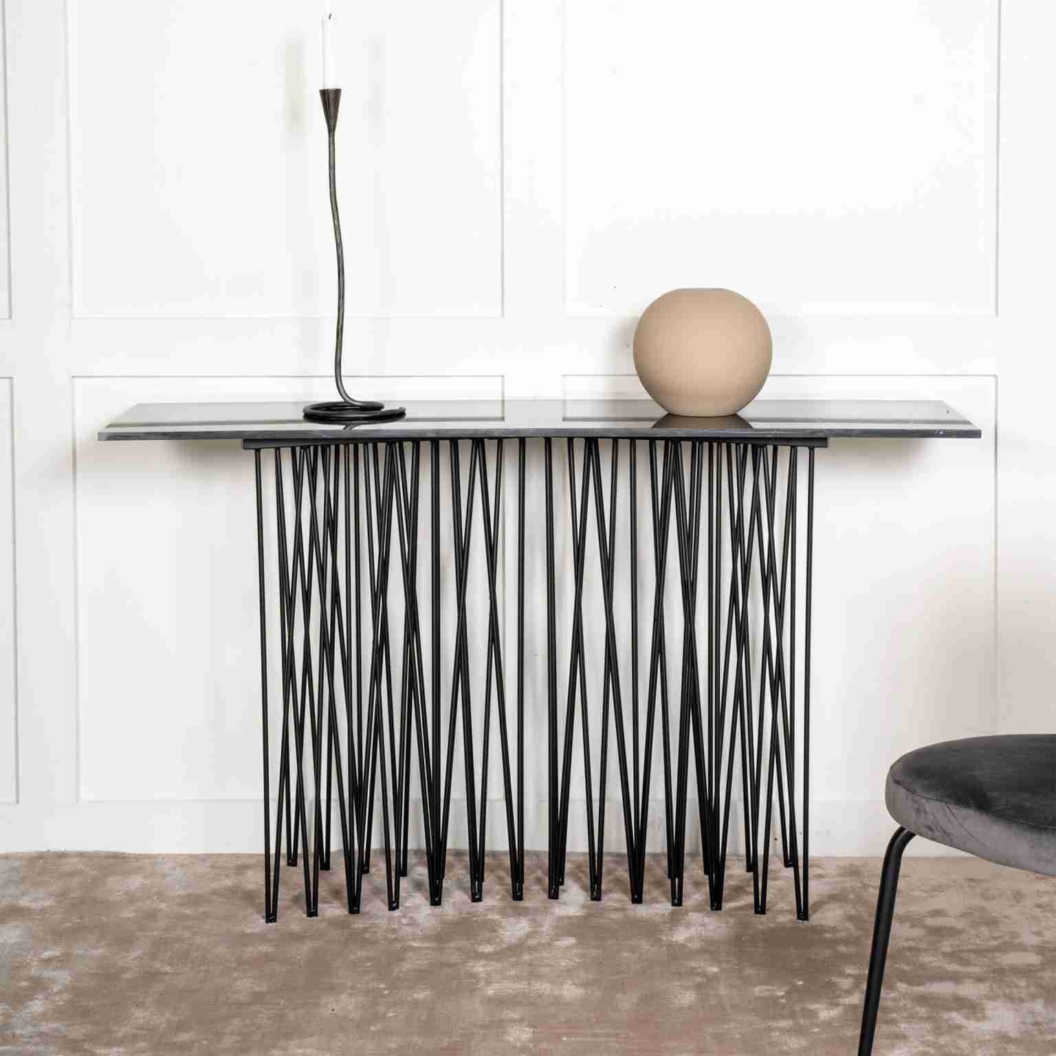 Nohr Sidetable Danni Marmerlook, 130cm - Zwart