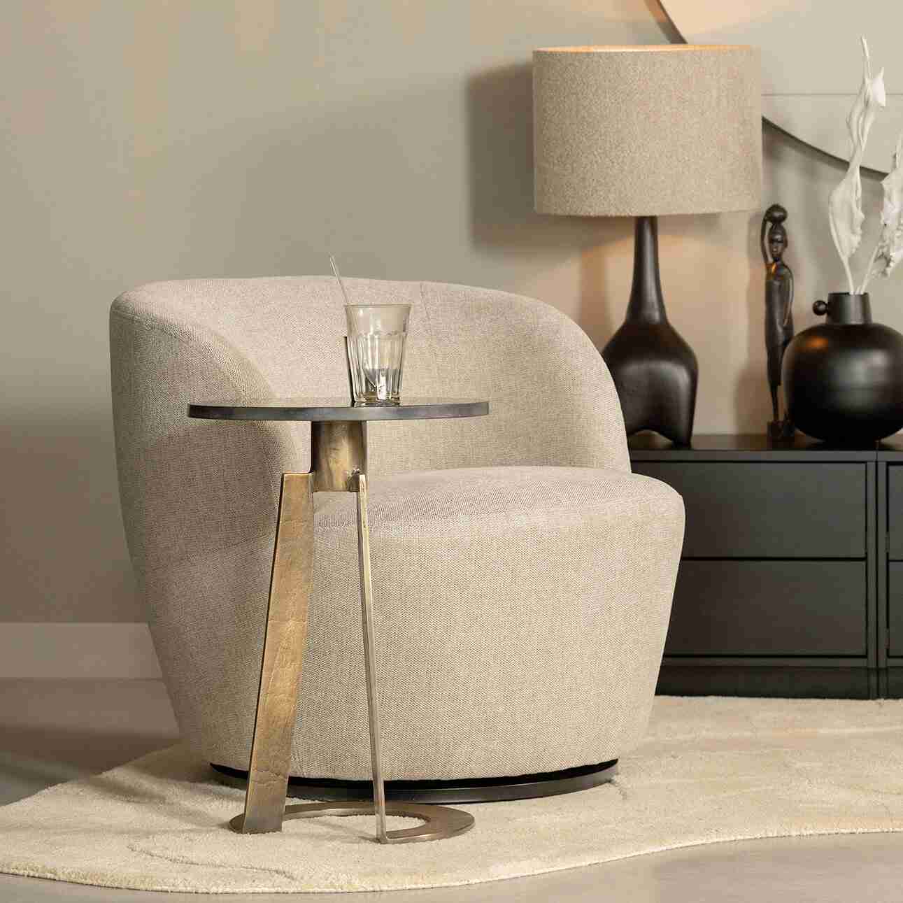 WOOOD Draaifauteuil Serra Woven - Zand - Exclusive
