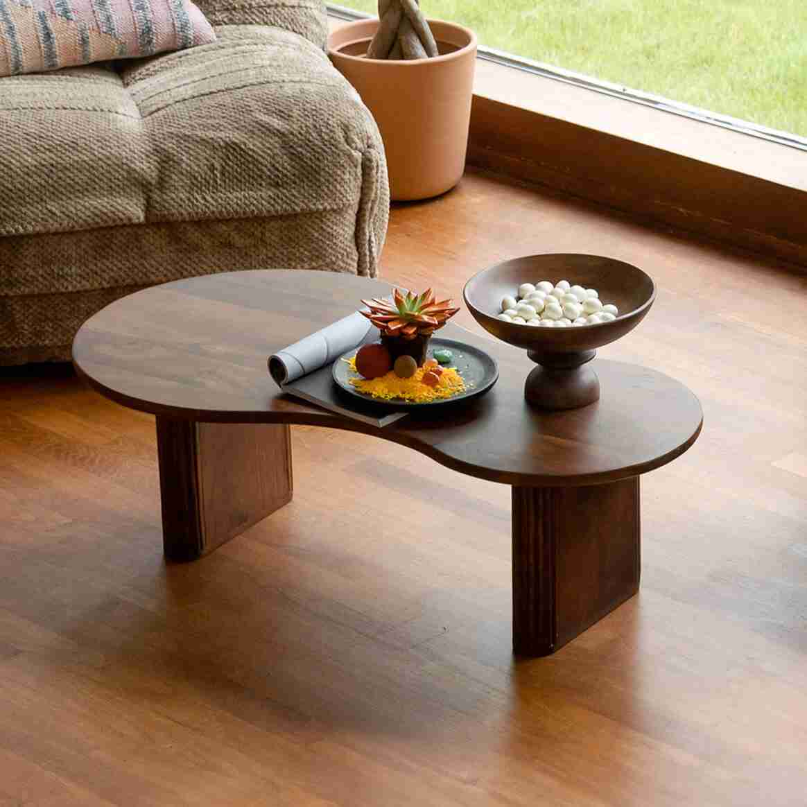 Dutchbone Organische Salontafel Tilon Mangohout, 110 x 60cm - Bruin - Japandi