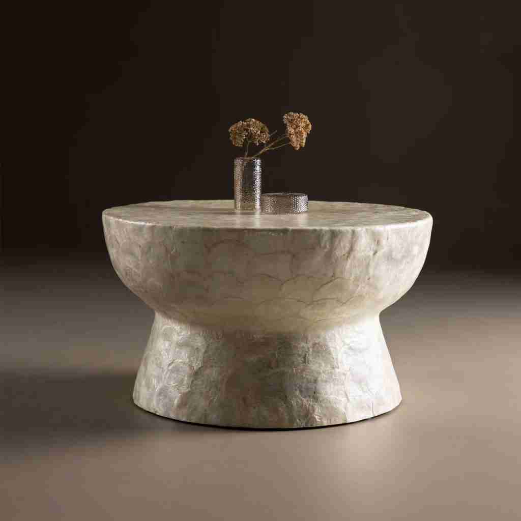 Nohr Ronde Salontafel Leeann Capiz, 70cm - Beige