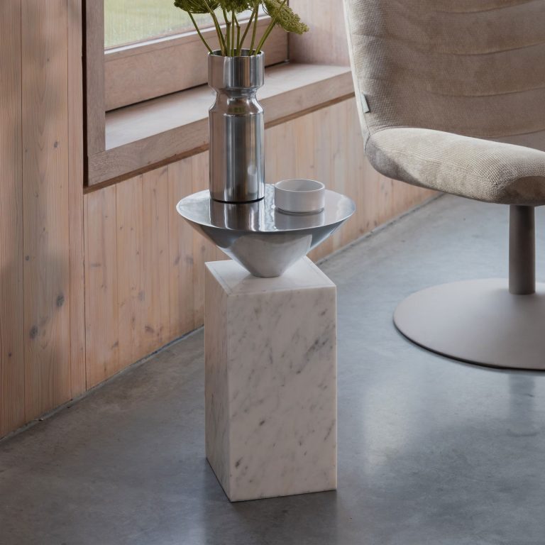 Zuiver Bijzettafel Pride Marmer, 30 x 30cm - Wit - Rond