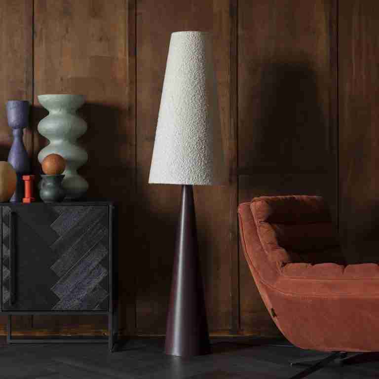Dutchbone Vloerlamp Miki Bouclé, 166cm - Wit