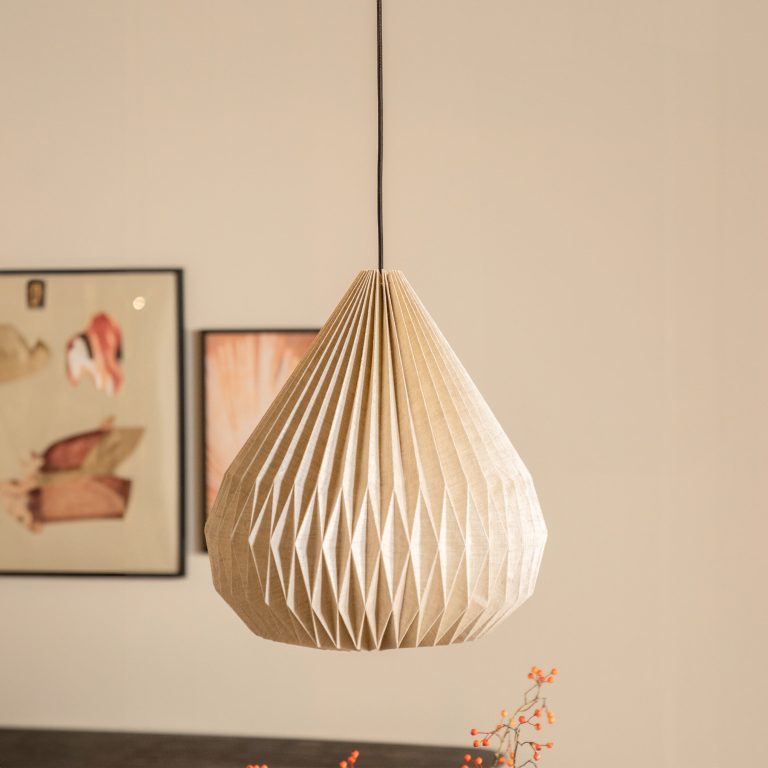 By-Boo Hanglamp Zuki Linnen, 41cm - Natuurlijk - Japandi