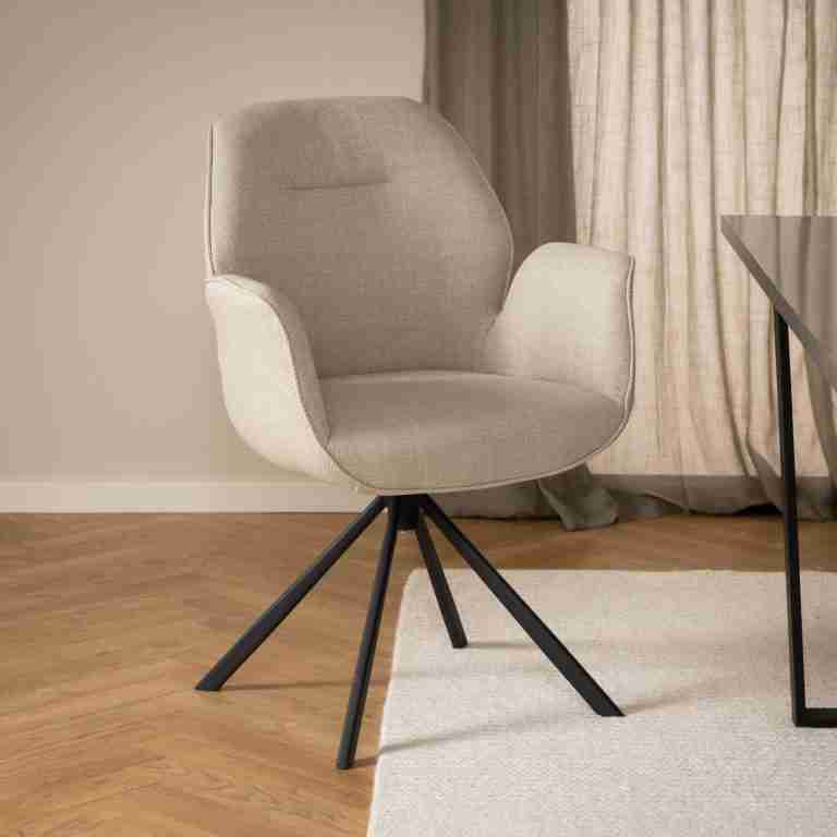 Bendt Draaibare Eetkamerstoel 'Chandler' Stof, kleur Beige