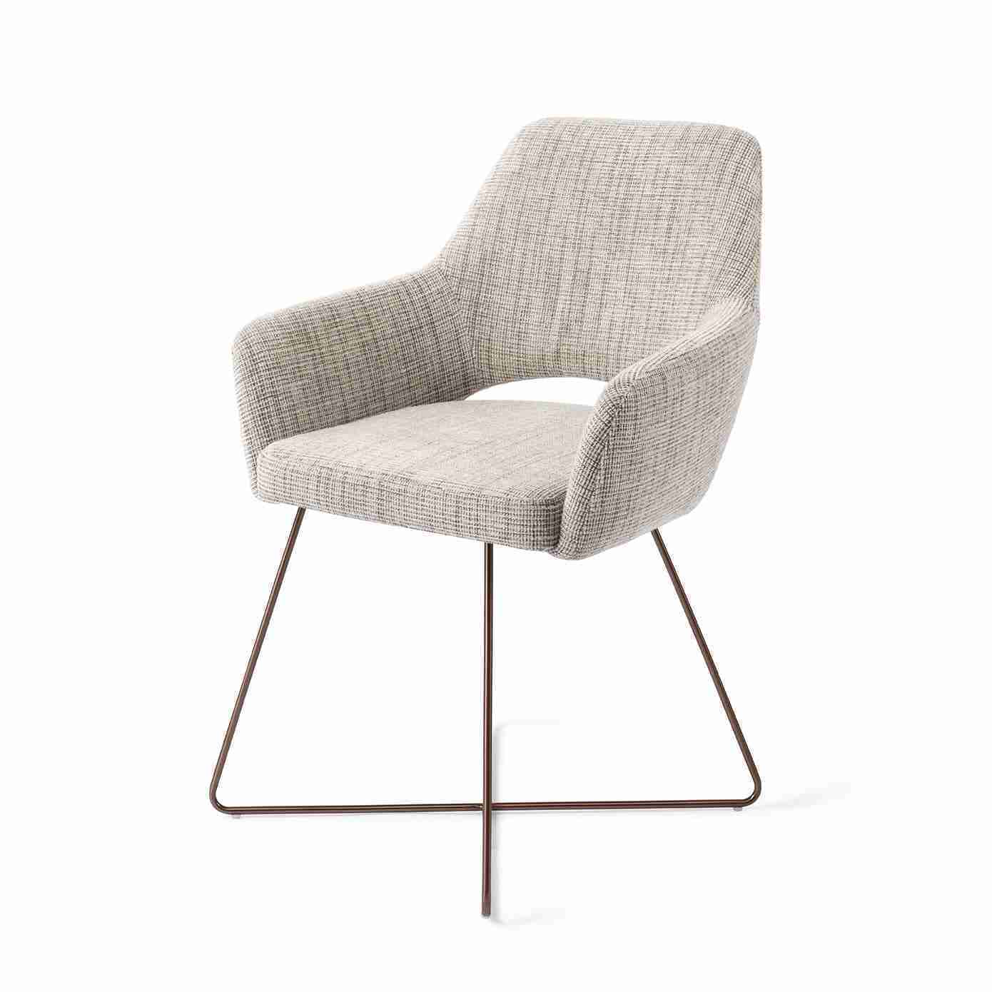 Jesper Home Eetkamerstoel 'Yanai' Cross Rose, kleur Caramel Grid