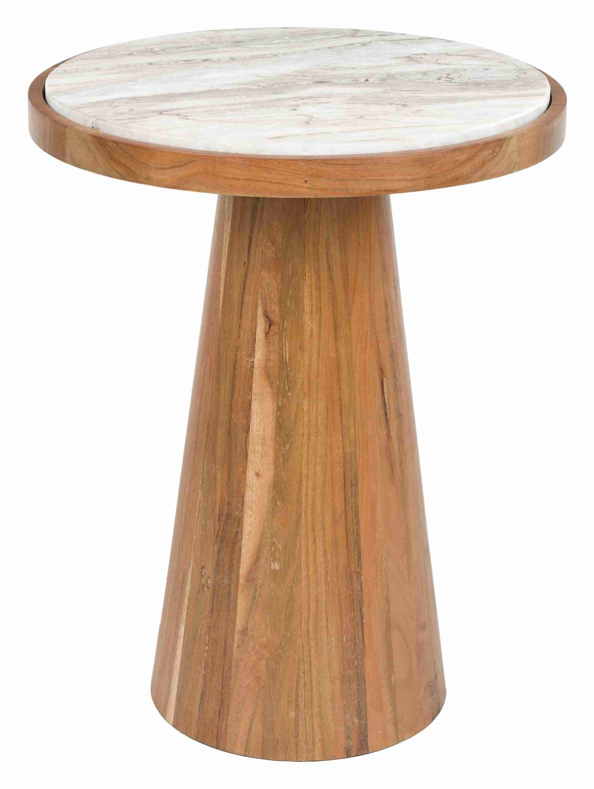 ZILT Ronde Bijzettafel Dejuan Marmer en acaciahout, 40cm - Naturel