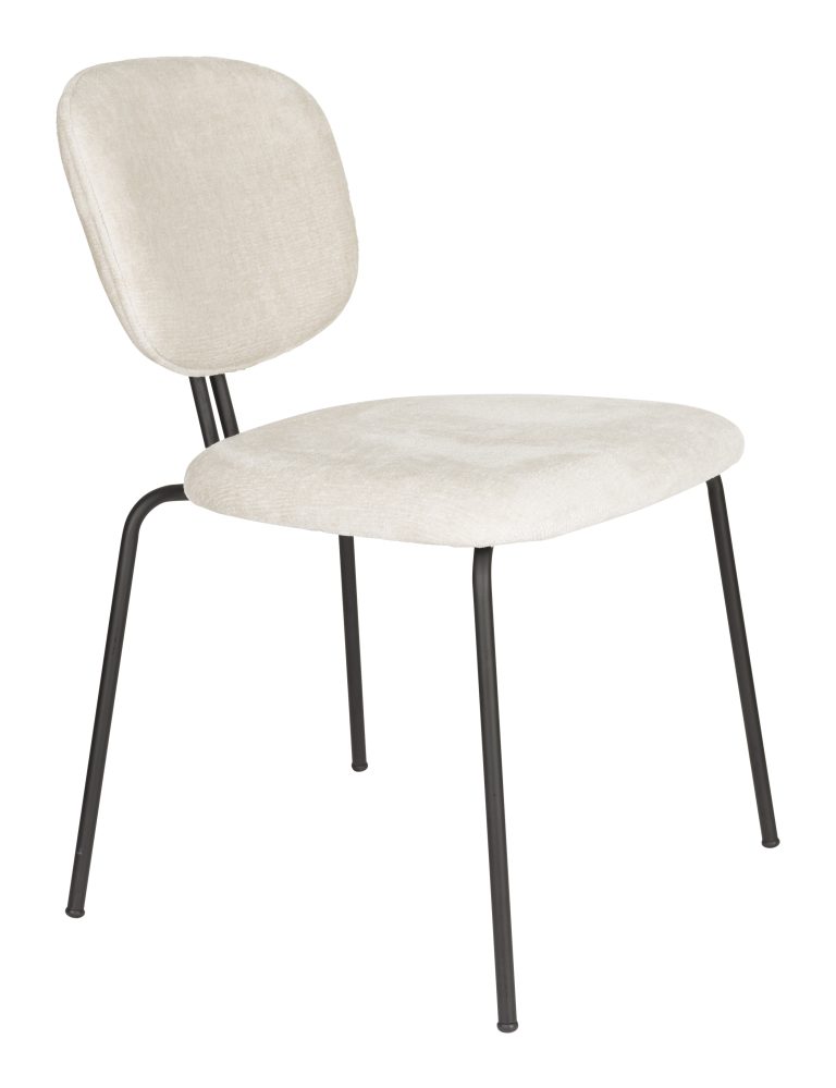 ZILT Eetkamerstoel 'Latisha' Chenille, kleur Off White