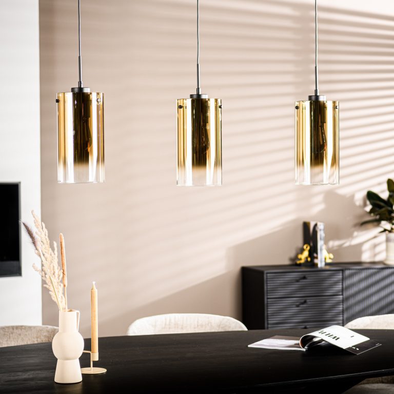 BASE Hanglamp 'Annabelle' 3-lamps, kleur Goud