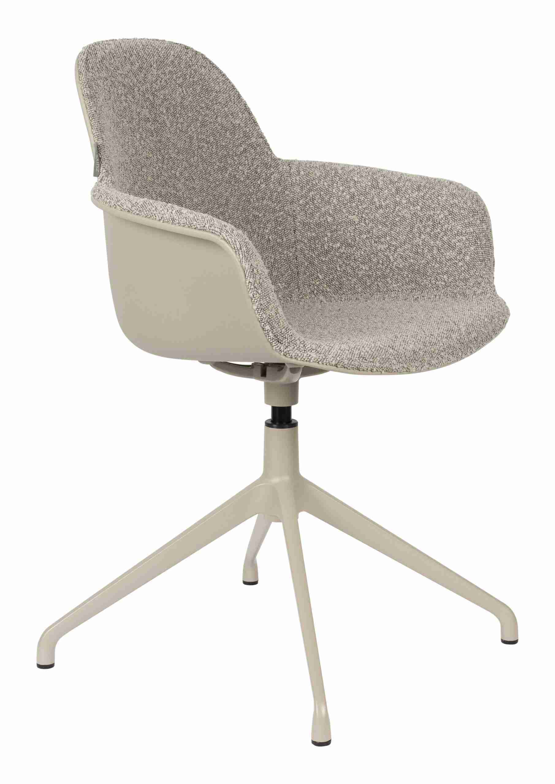 Zuiver Draaibare Eetkamerstoel 'Albert Kuip' Met armleuning, Bouclé, kleur Taupe