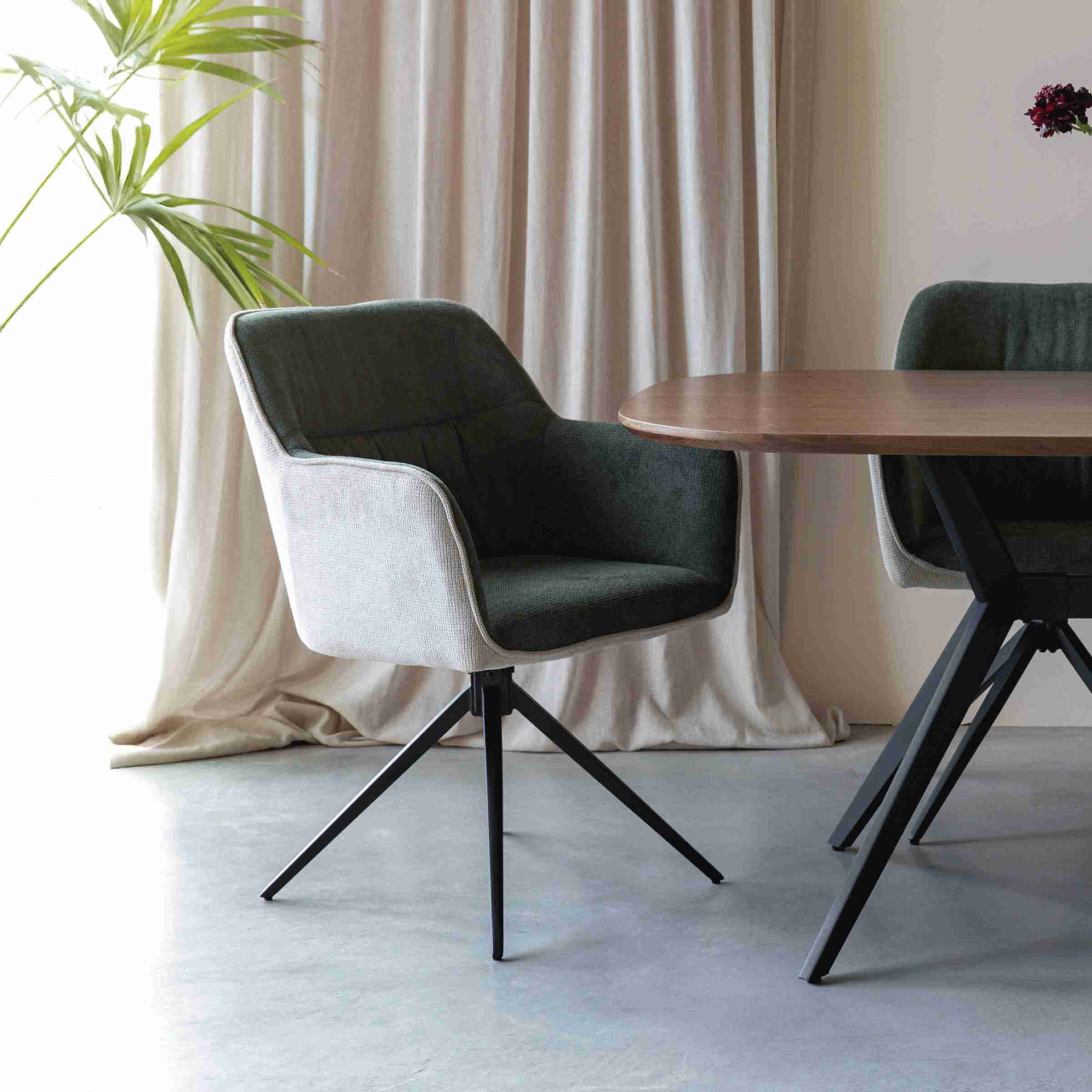 ZILT Eetkamerstoel 'Hasani' kleur Beige/Groen