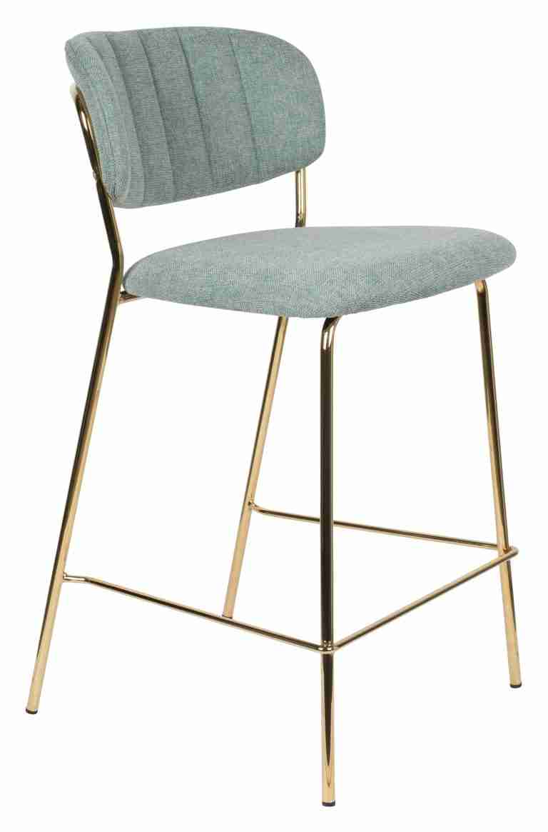 ZILT Barstoel 'Kolten' kleur Goud/Lichtgroen (zithoogte 65cm)