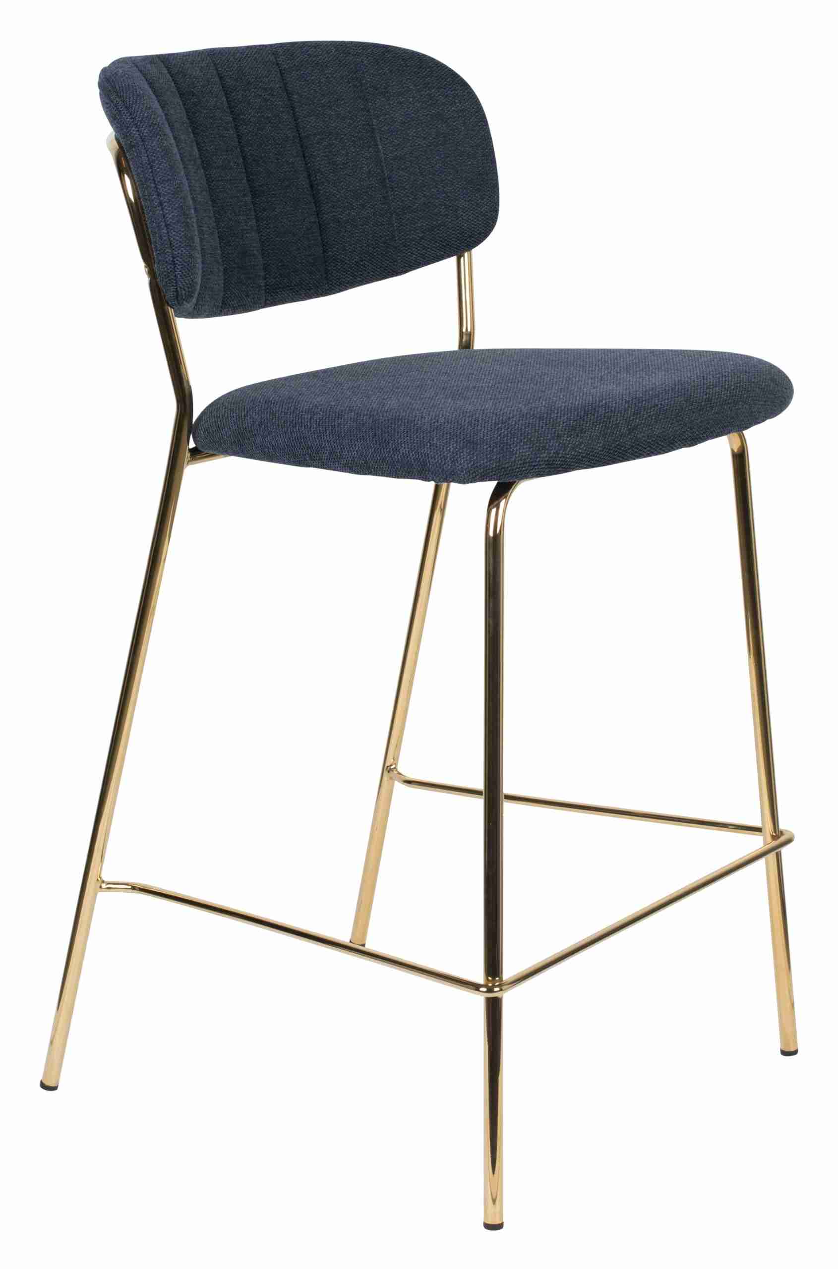 ZILT Barstoel 'Kolten' kleur Goud/Donkerblauw (zithoogte 65cm)