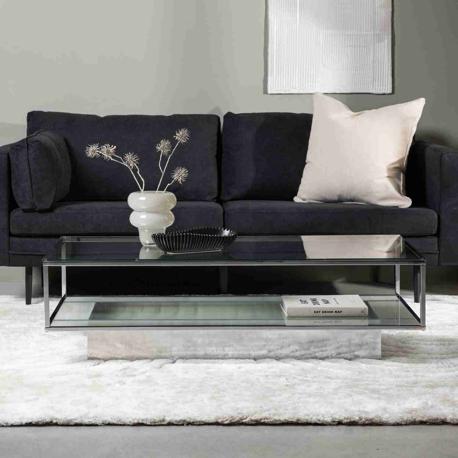 Nohr Salontafel 'Sheema' Glas, 130 x 60cm, kleur Zilver