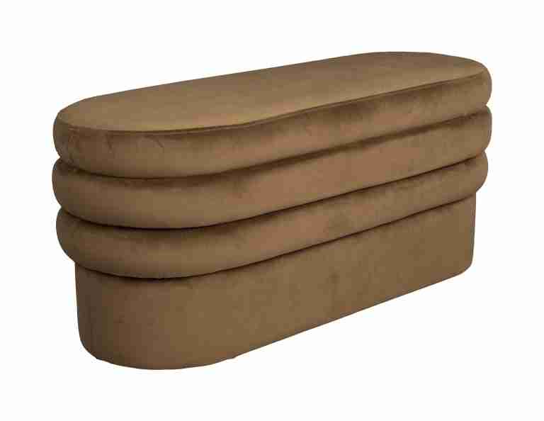 Dutchbone Bankje 'Aditi' Velvet, 93cm, kleur Bruin