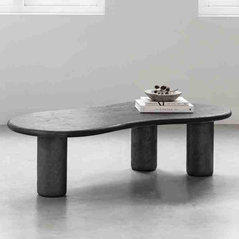 DTP Home Organische Salontafel 'Curva' Betonlook, 130 x 69cm, kleur Zwart