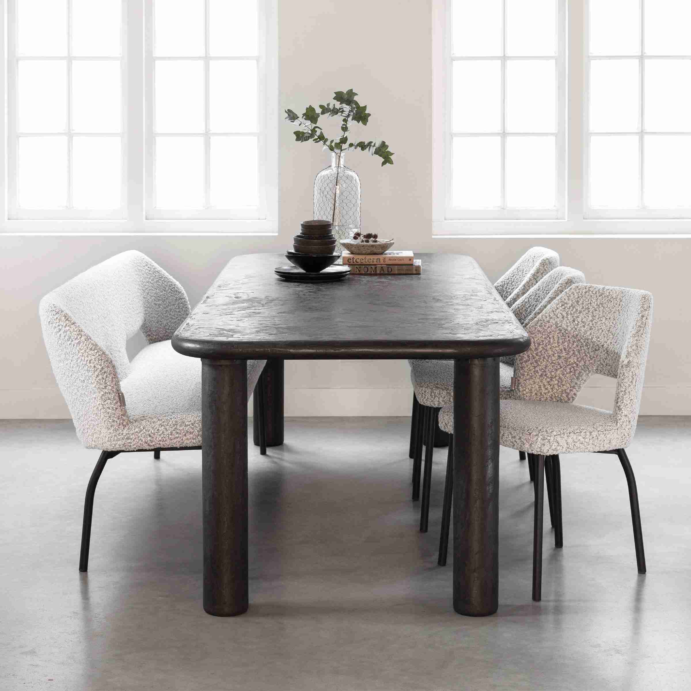 DTP Home Eettafel 'Clio' Betonlook, 260 x 100cm, kleur Zwart