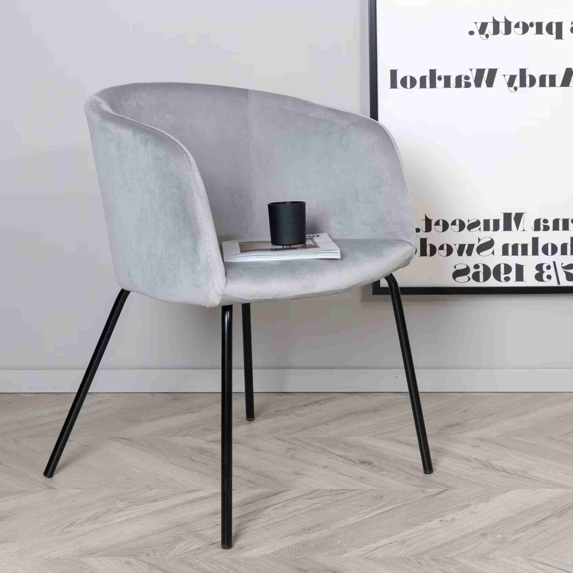 Nohr Eetkamerstoel 'Karna' Velvet, kleur Grijs