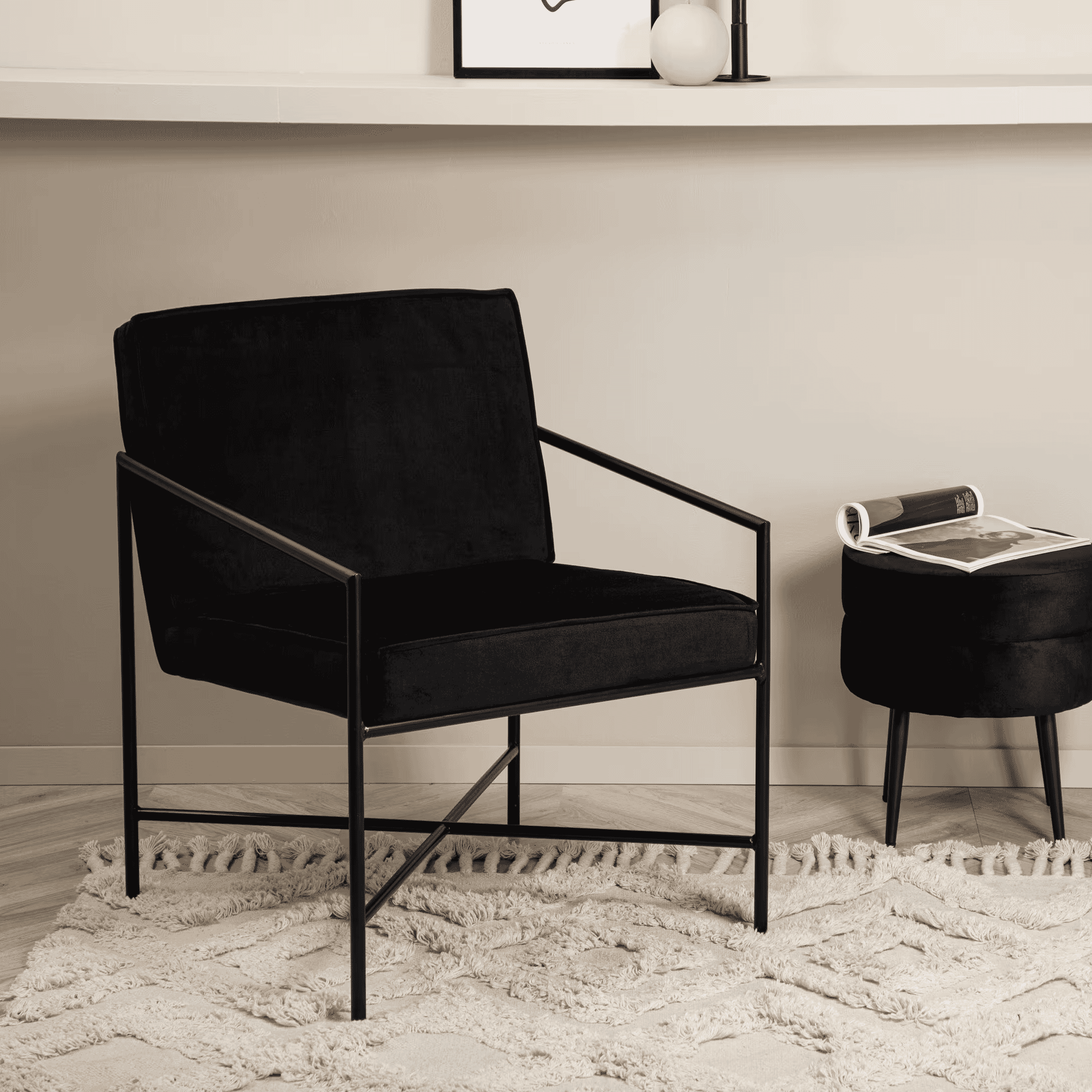 Nohr Fauteuil 'Sidra' Velvet, kleur Zwart