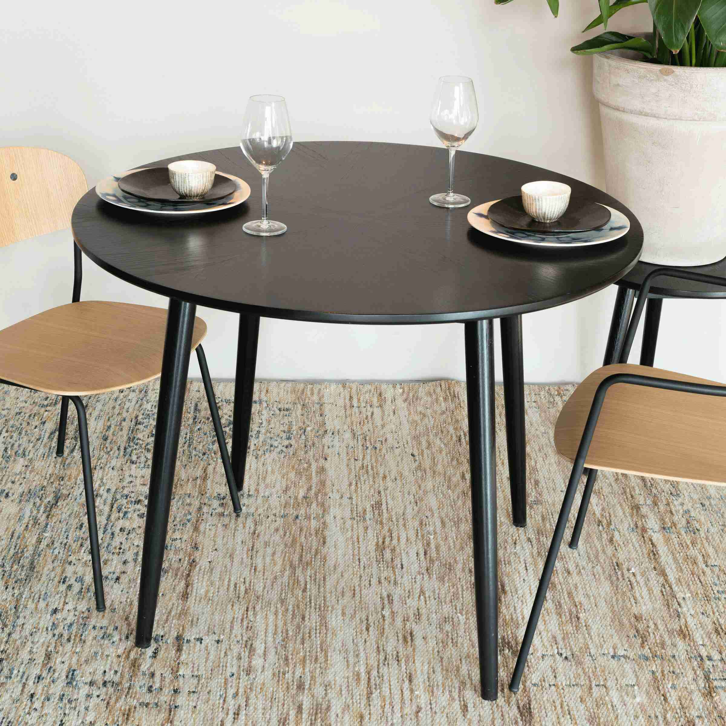 ZILT Ronde Eettafel 'Memo' Eikenhout, 100cm, kleur Zwart
