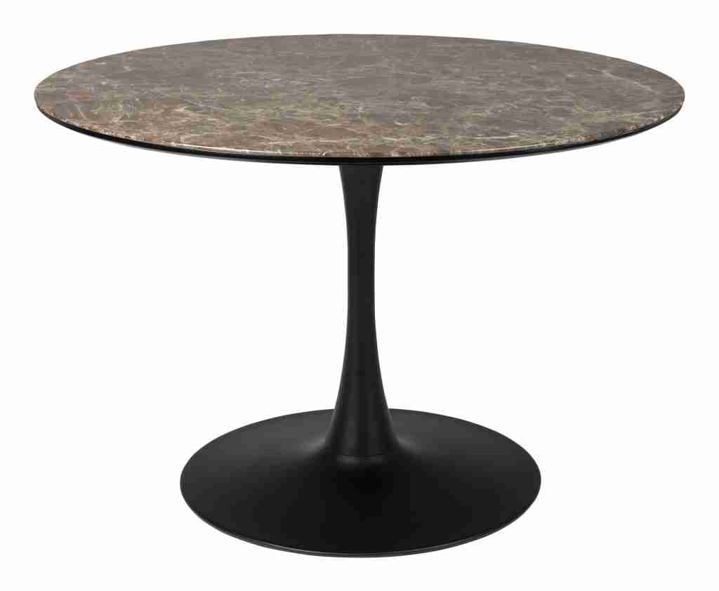 ZILT Ronde Eettafel 'Trisha' Marmerlook, 110cm, kleur Bruin