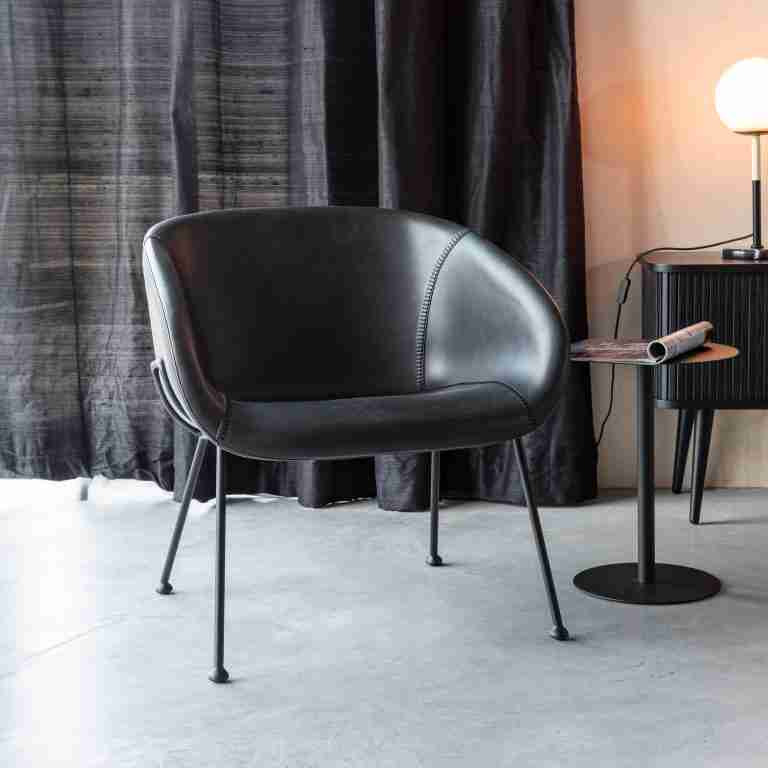 Zuiver Fauteuil 'Feston' PU leer, kleur Zwart