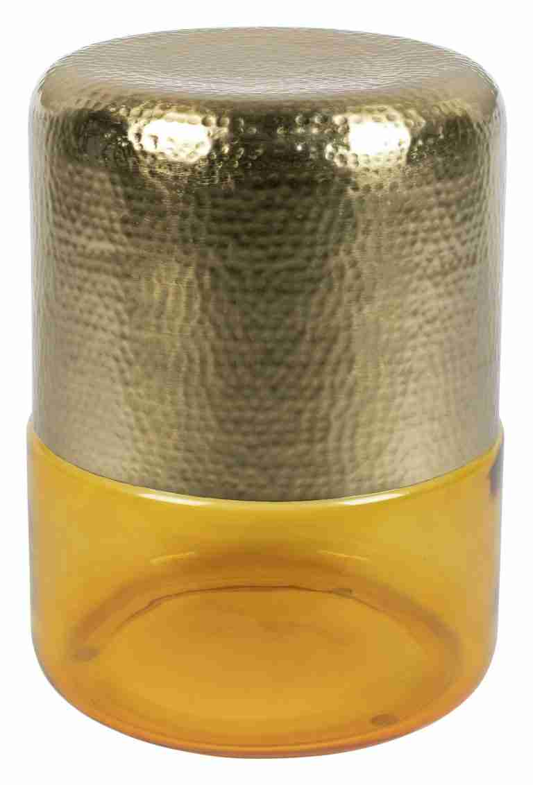 Dutchbone Bijzettafel 'Cave' IJzer en glas, 35cm, kleur Amber