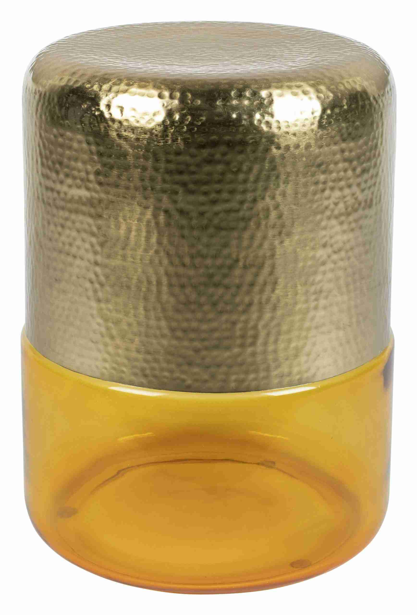 Dutchbone Bijzettafel 'Cave' IJzer en glas, 35cm, kleur Amber