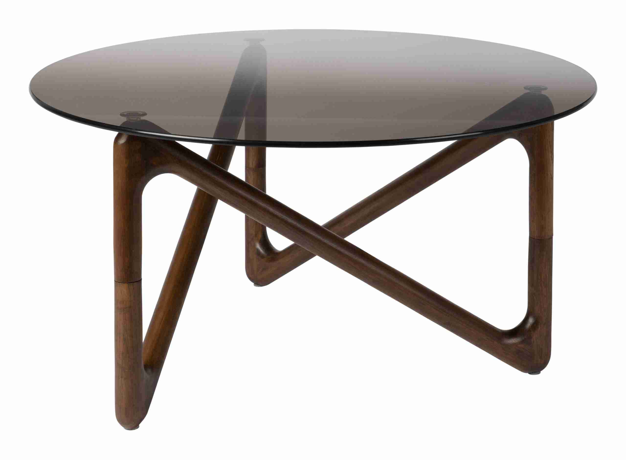 Dutchbone Ronde Salontafel 'Naia' Eikenhout en glas, 80cm, kleur Bruin