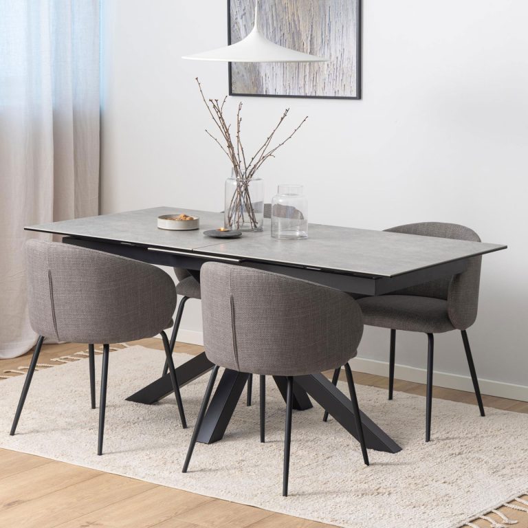 Bendt Uitschuifbare Eettafel 'Line' Keramiek, 168/210 x 90cm, kleur Grijs