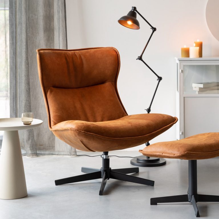 ZILT Draaifauteuil 'Belisama' Lederlook, kleur Cognac