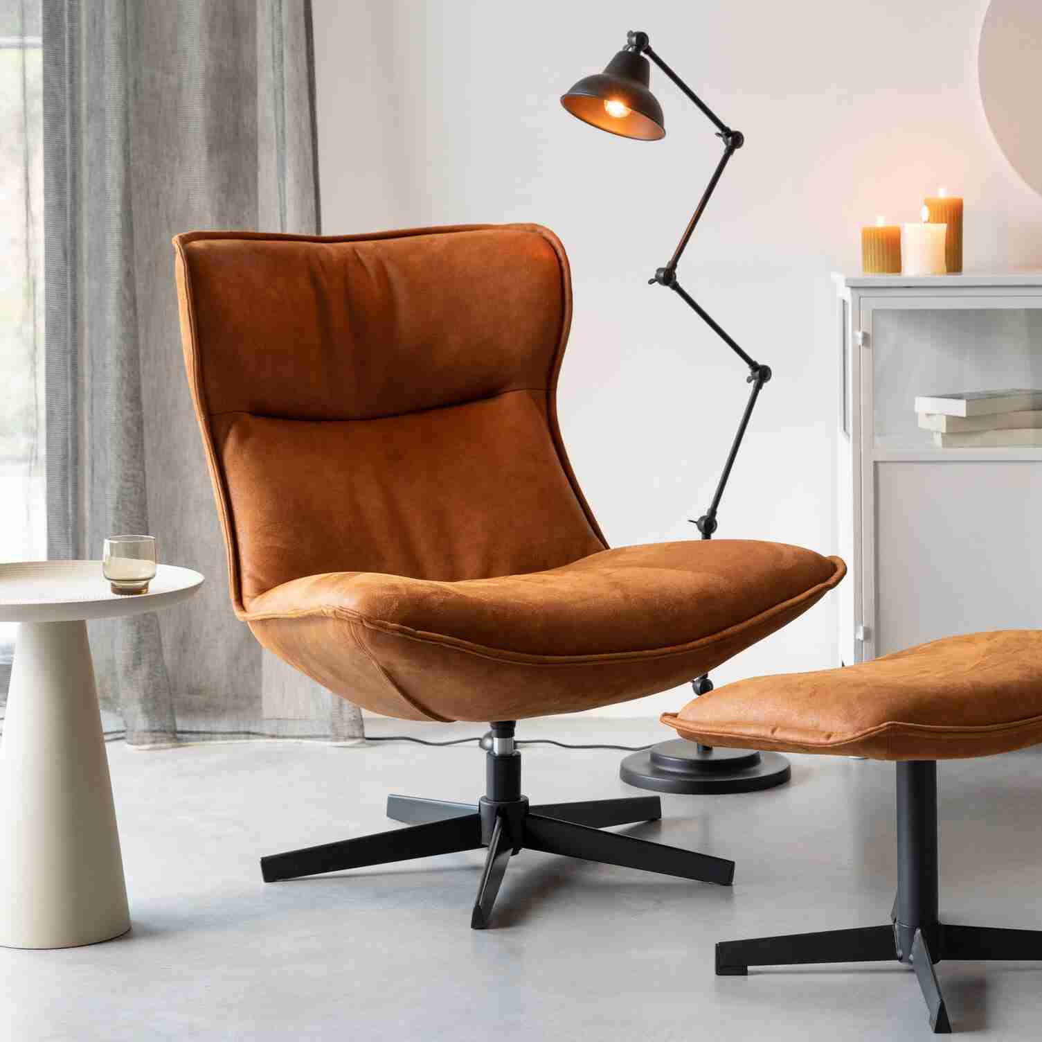 ZILT Draaifauteuil 'Belisama' Lederlook, kleur Cognac