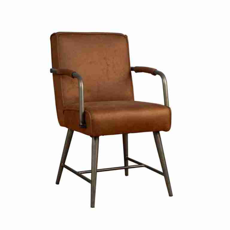 Tower Living Eetkamerstoel 'Belmonte' met armleuning, kleur Cognac