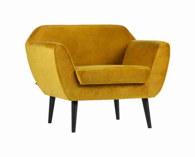 WOOOD Fauteuil 'Rocco' Velvet, kleur Okergeel
