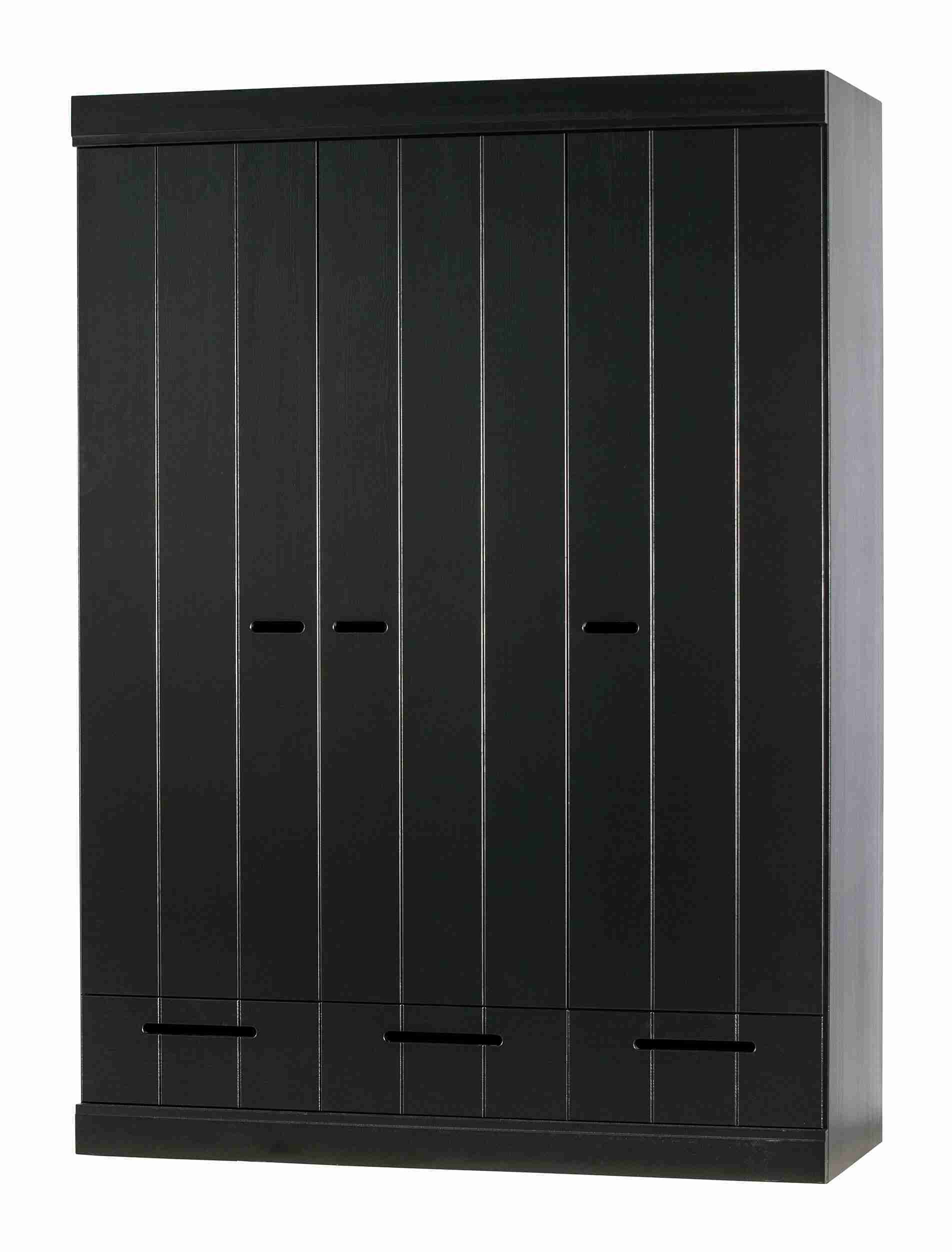 WOOOD Kledingkast 'Connect' 3 deuren en 3 laden, kleur Zwart