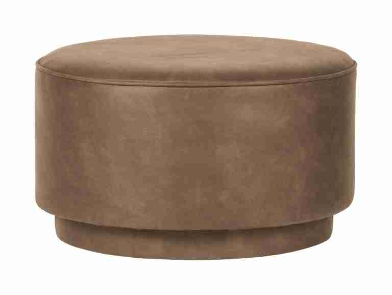 vtwonen Ronde Poef 'Coffee' Eco-leer 60cm, kleur Cognac