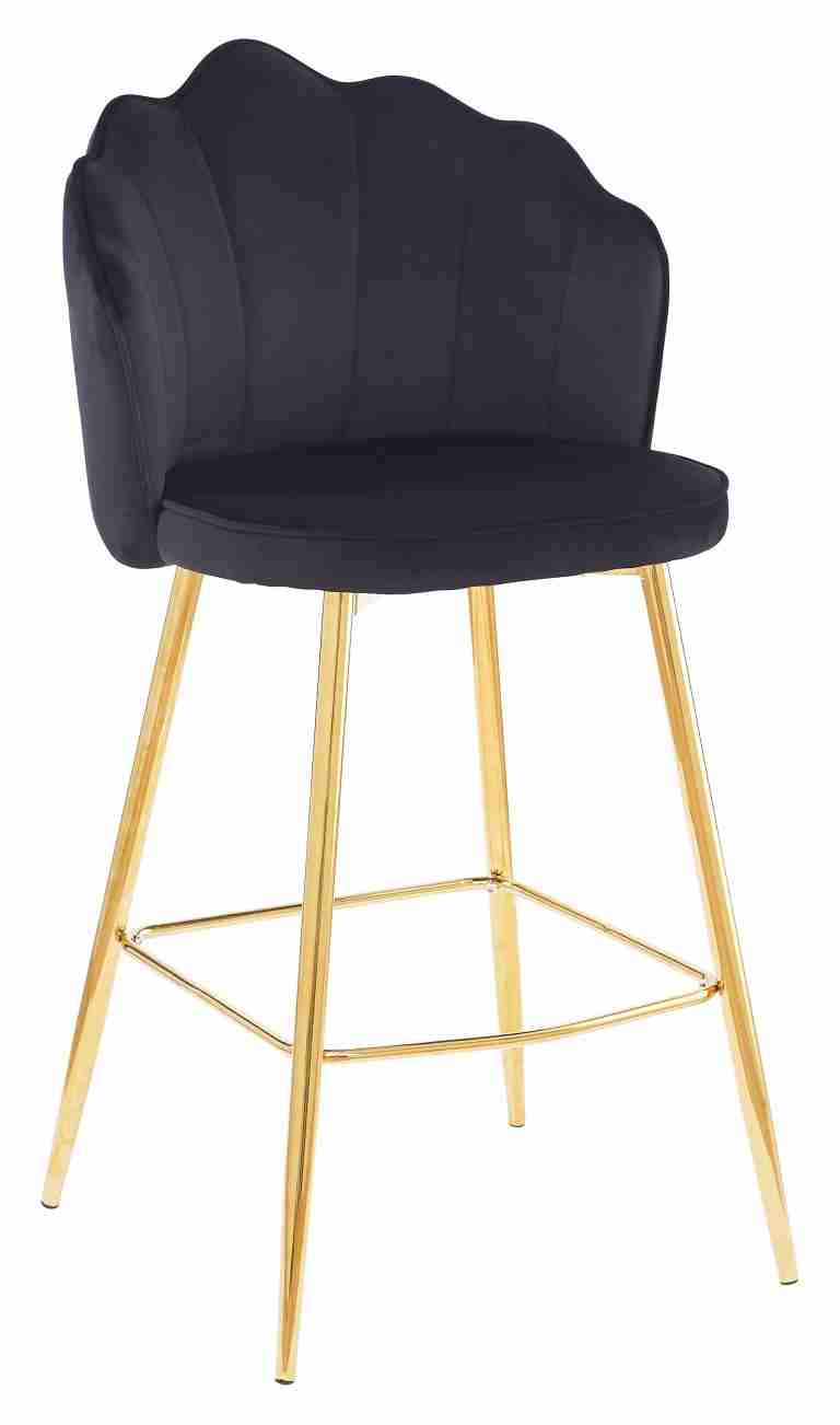 Artistiq Barkruk 'Alexander' Velvet, kleur zwart (zithoogte 68cm)