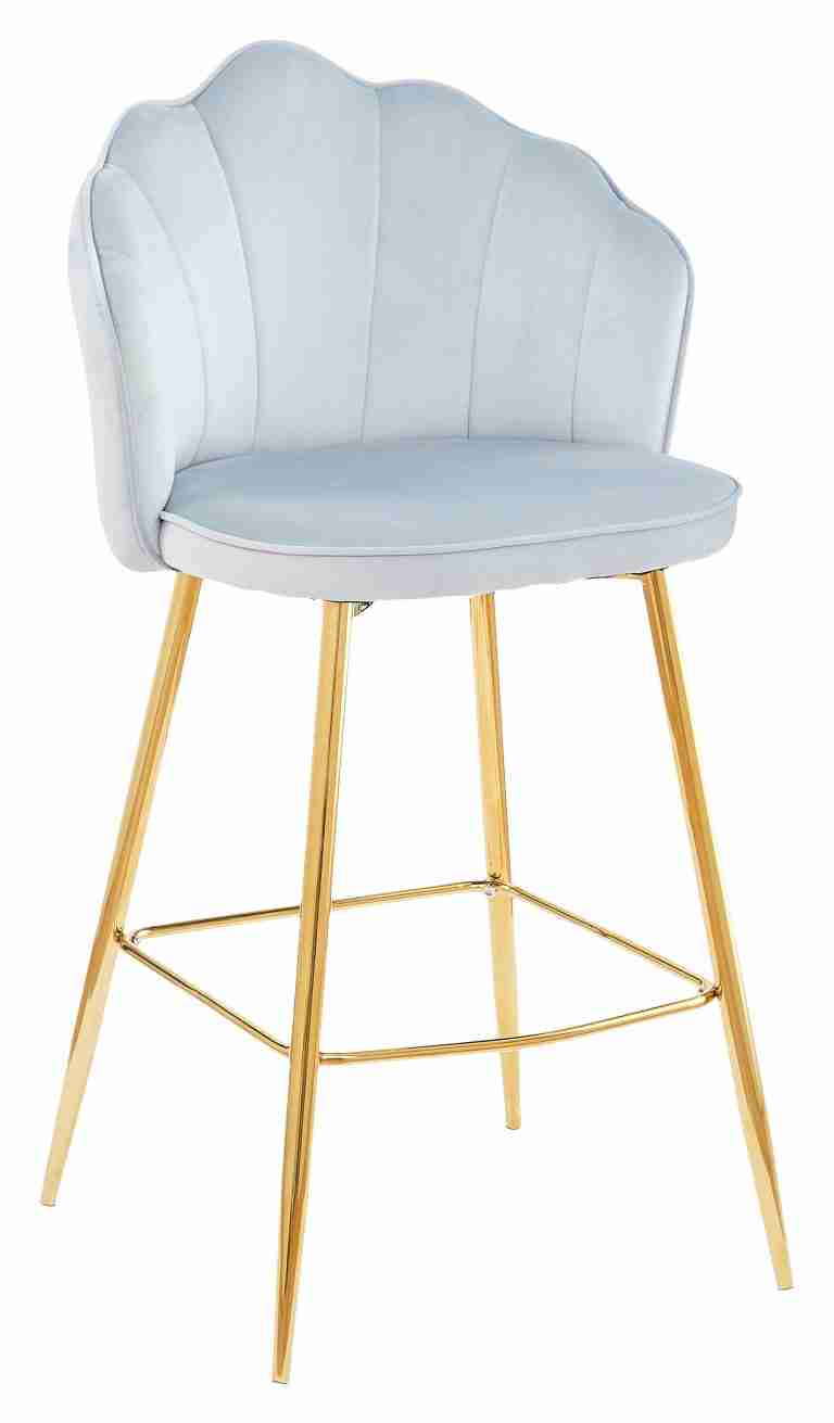 Artistiq Barkruk 'Alexander' Velvet, kleur lichtgrijs (zithoogte 68cm)