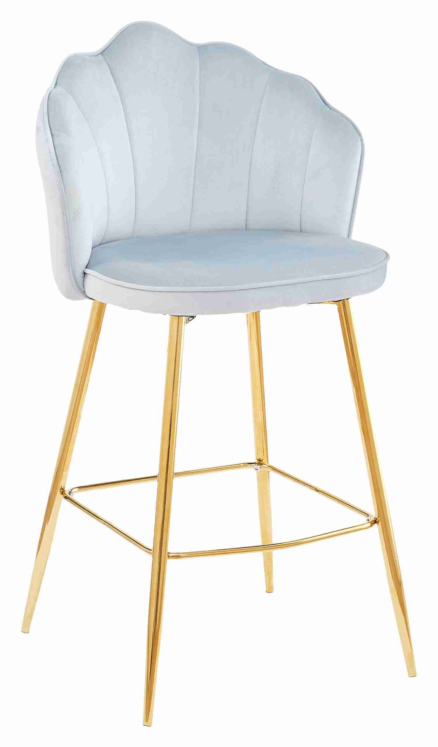Artistiq Barkruk 'Alexander' Velvet, kleur lichtgrijs (zithoogte 68cm)