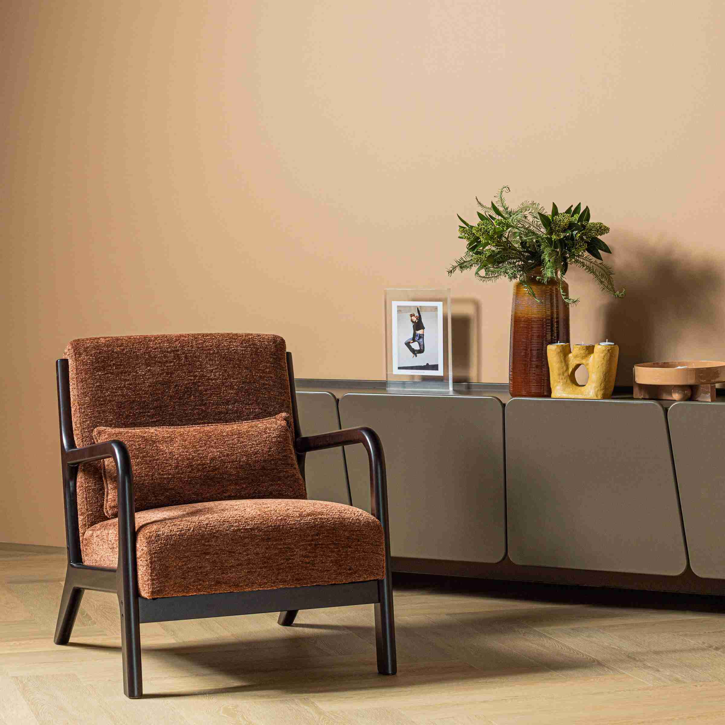 WOOOD Fauteuil Mark Chenille - Bruin