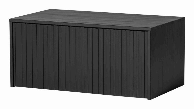 WOOOD Kistbank 'New Gravure' Grenenhout, kleur Zwart