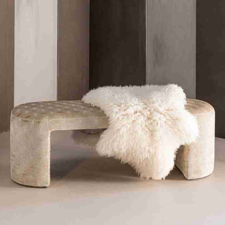 WOOOD Eetkamerbank Jacob Dessin stof, 130cm - Naturel